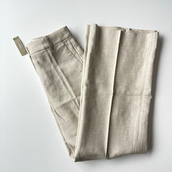 J.Crew Carolina Flare Pant in Stretch Linen Blend Flax Ivory Size 4 NWT - Picture 6 of 9